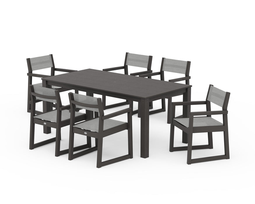 POLYWOOD® EDGE Sling Arm Chair 7-Piece Parsons Dining Set