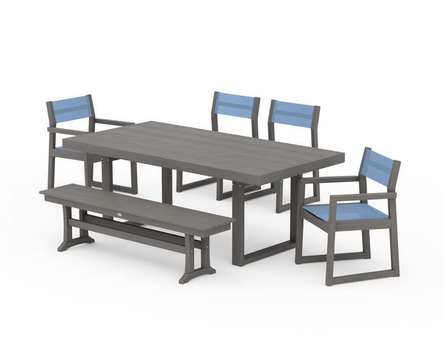 POLYWOOD® EDGE Sling 6-Piece Dining Set with Bench