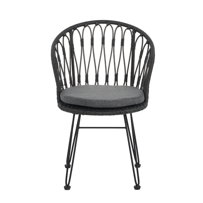 7 PCS Outdoor Dining Set with Acacia Wood Table and Rattan Chairs