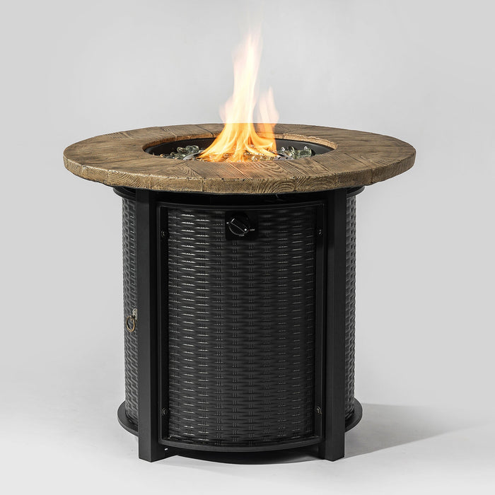 30' Propane Gas Fire Pit Table with Imitation Wood Grain Finish