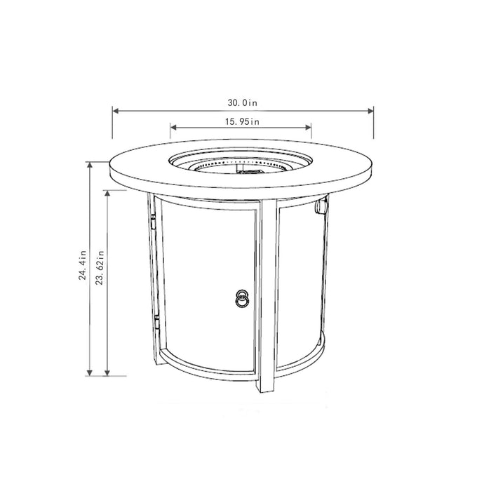 30' Propane Gas Fire Pit Table with Imitation Wood Grain Finish