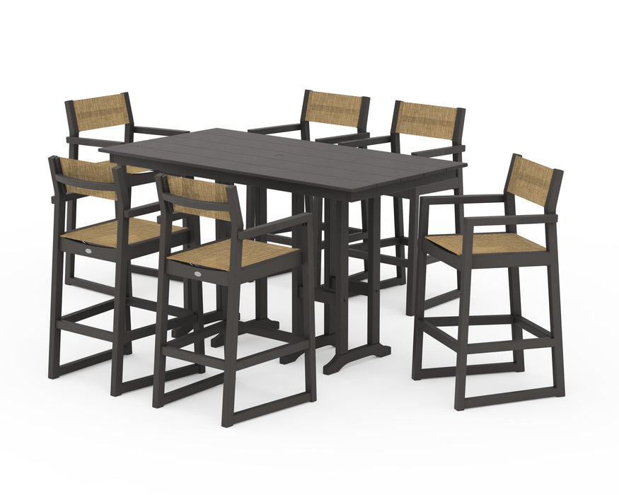 POLYWOOD® EDGE Sling Arm Chair 7-Piece Farmhouse Bar Set