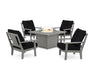 POLYWOOD Prairie 5-Piece Deep Seating Set with Fire Pit Table in Slate Grey / Midnight Linen