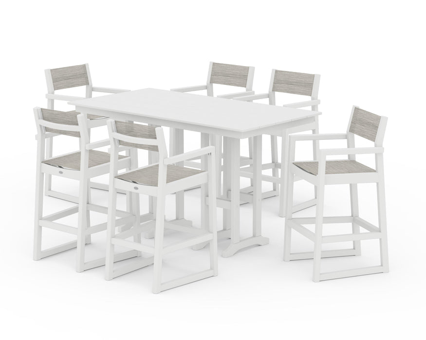 POLYWOOD® EDGE Sling Arm Chair 7-Piece Farmhouse Bar Set