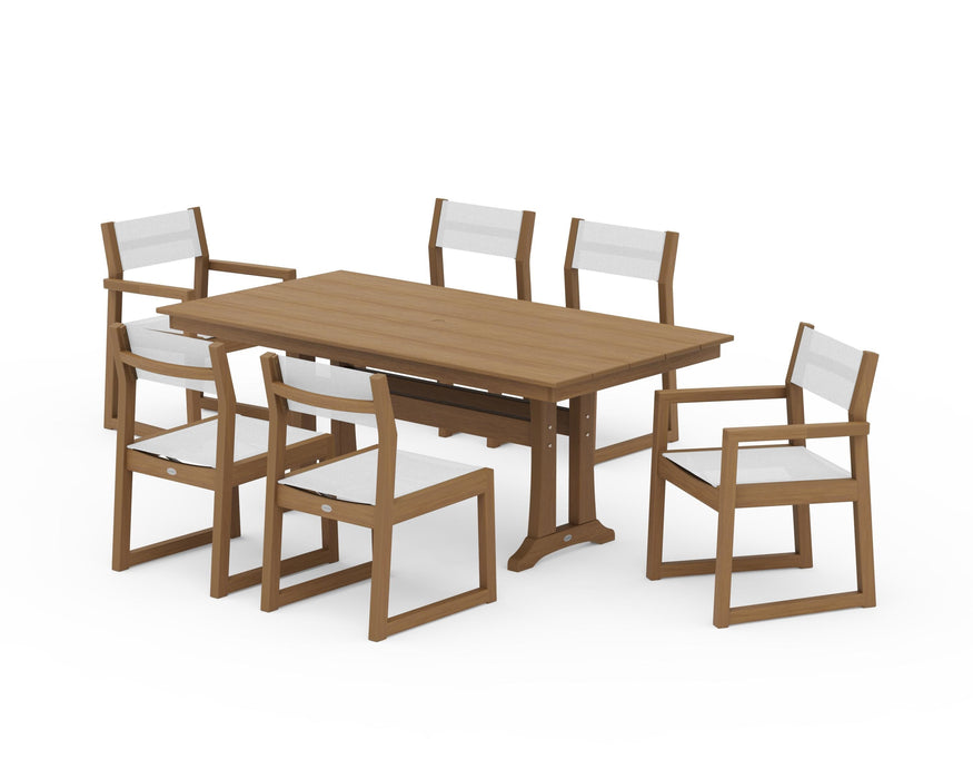 POLYWOOD® EDGE Sling 7-Piece Farmhouse Trestle Dining Set
