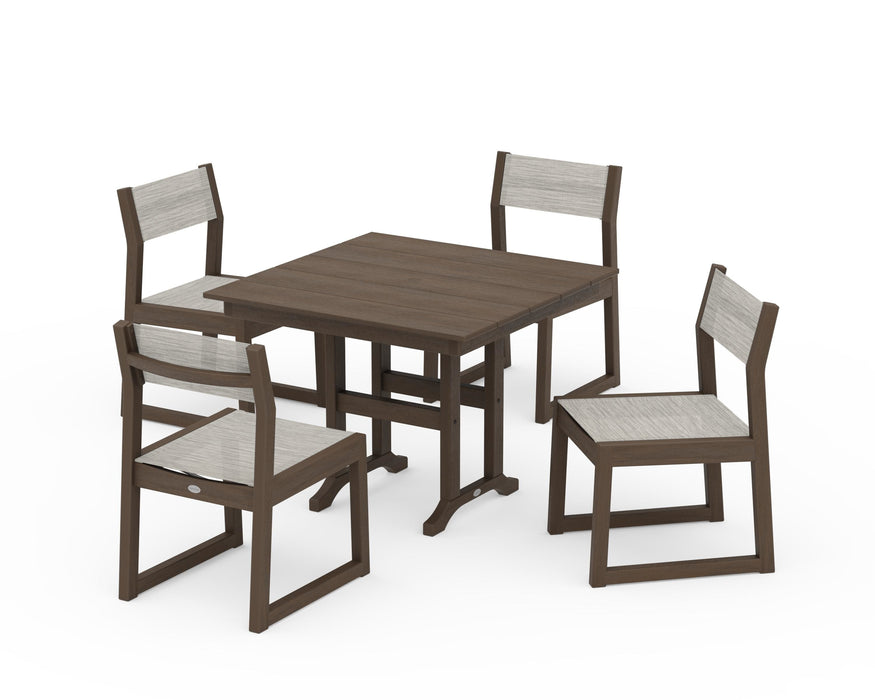 POLYWOOD® EDGE Sling Side Chair 5-Piece Farmhouse Dining Set