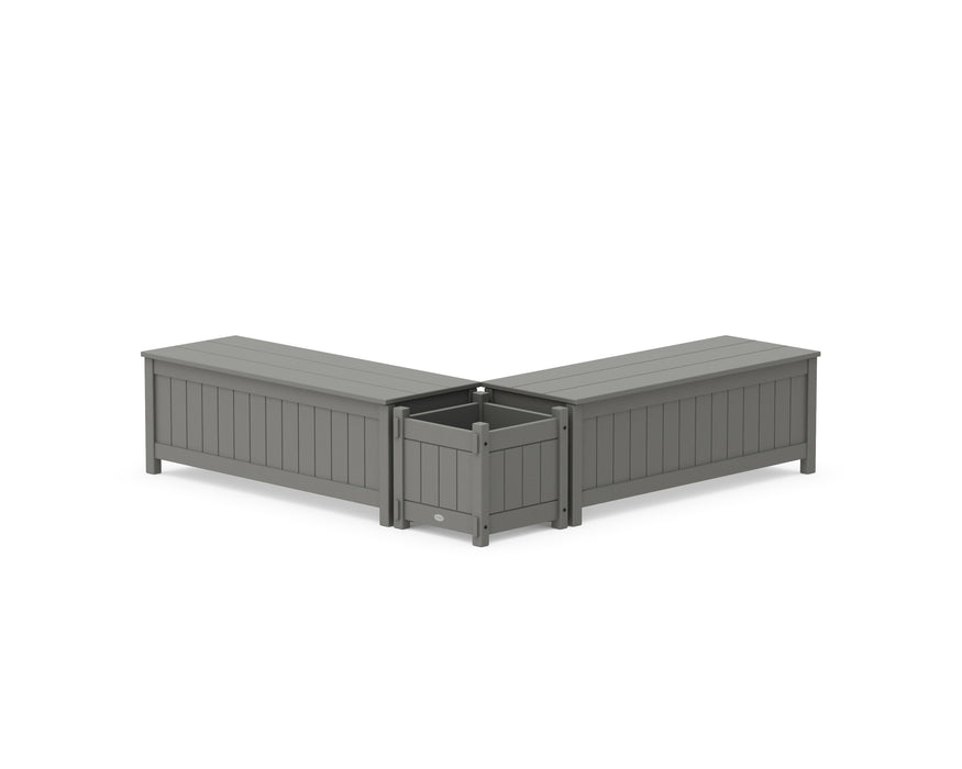 POLYWOOD® 48" Vineyard L- Shaped Planter Storage Bench Set