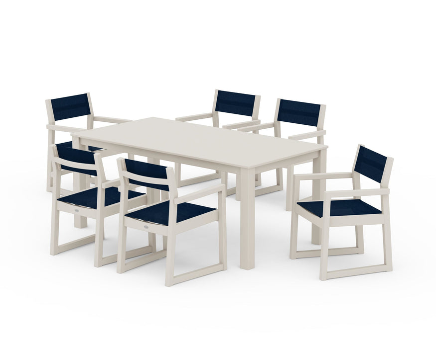 POLYWOOD® EDGE Sling Arm Chair 7-Piece Parsons Dining Set