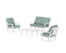 POLYWOOD Prairie 4-Piece Deep Seating Set with Loveseat in White / Glacier Spa