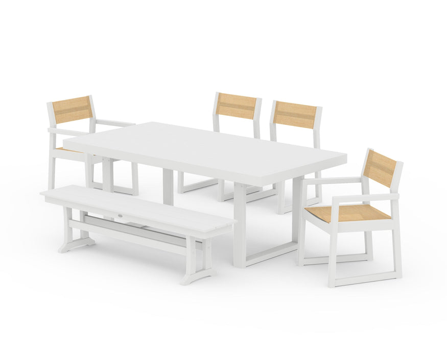 POLYWOOD® EDGE Sling 6-Piece Dining Set with Bench