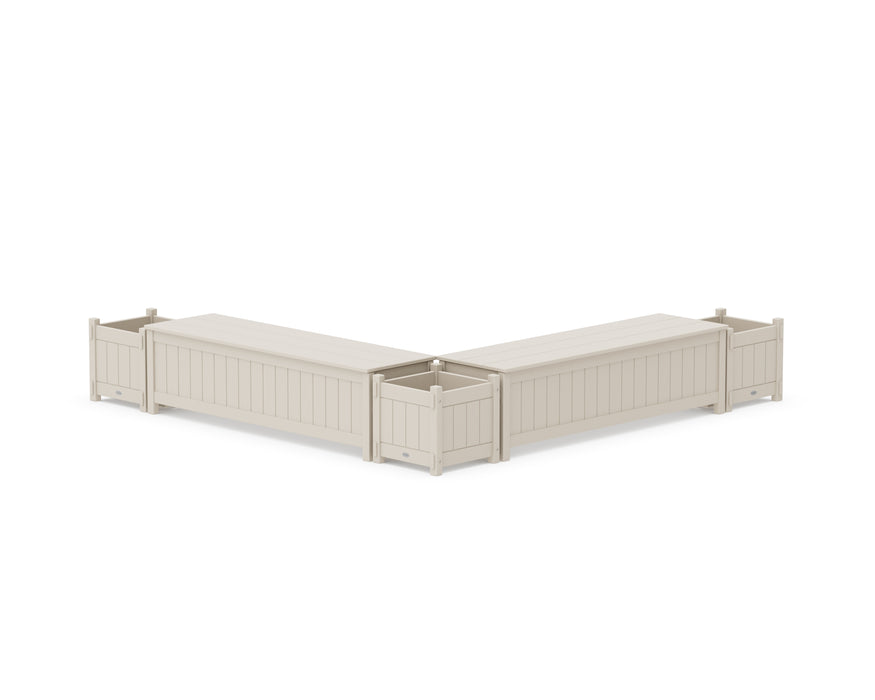 POLYWOOD® 60" Vineyard L- Shaped Planter Storage Bench Corner Set