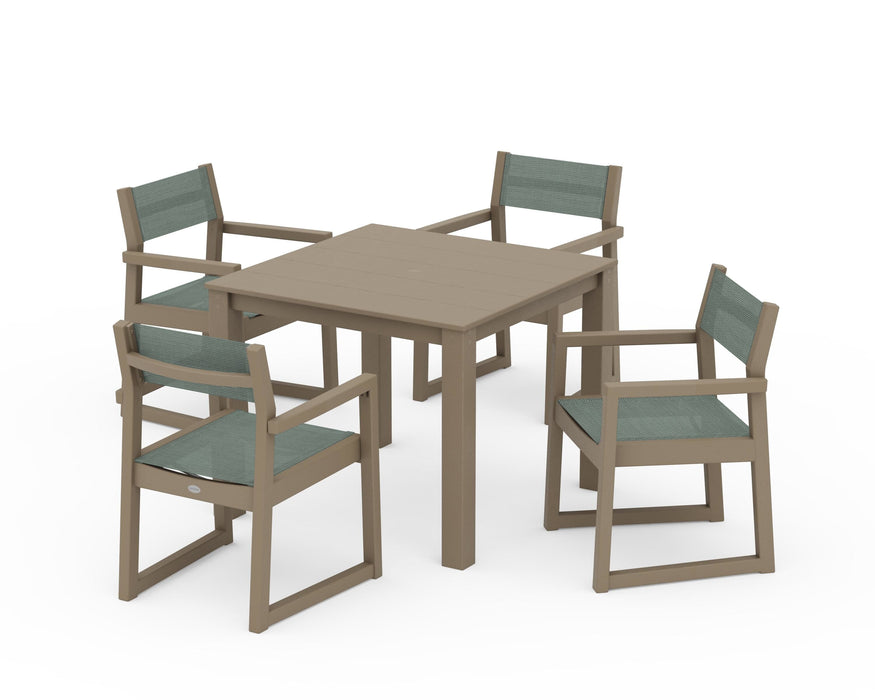 POLYWOOD® EDGE Sling Arm Chair 5-Piece Parsons Dining Set