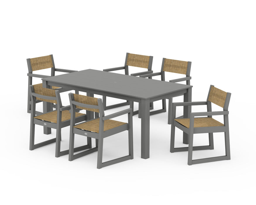 POLYWOOD® EDGE Sling Arm Chair 7-Piece Parsons Dining Set