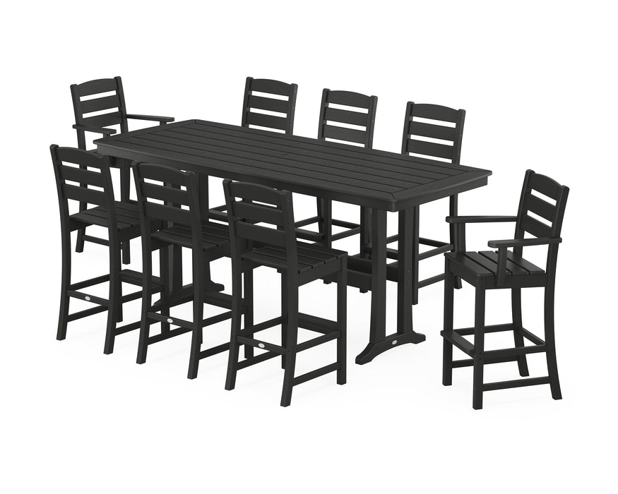 POLYWOOD Lakeside 9-Piece Bar Set with Trestle Legs