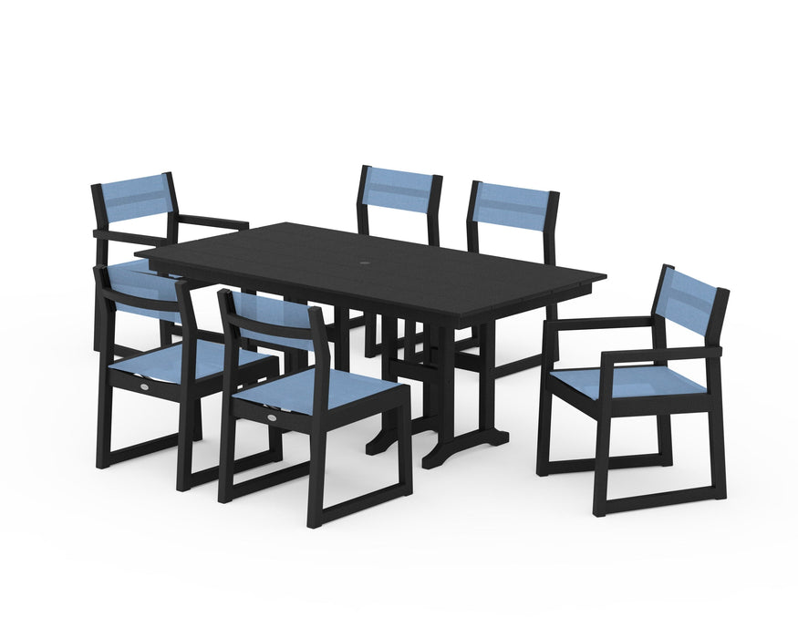 POLYWOOD® EDGE Sling 7-Piece Farmhouse Dining Set