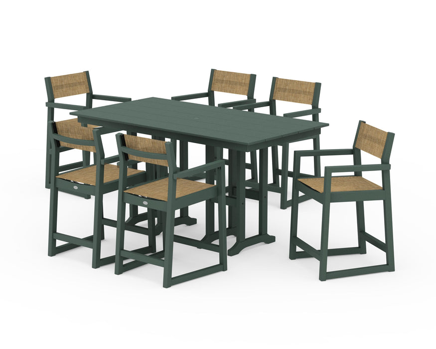 POLYWOOD® EDGE Sling Arm Chair 7-Piece Farmhouse Counter Set