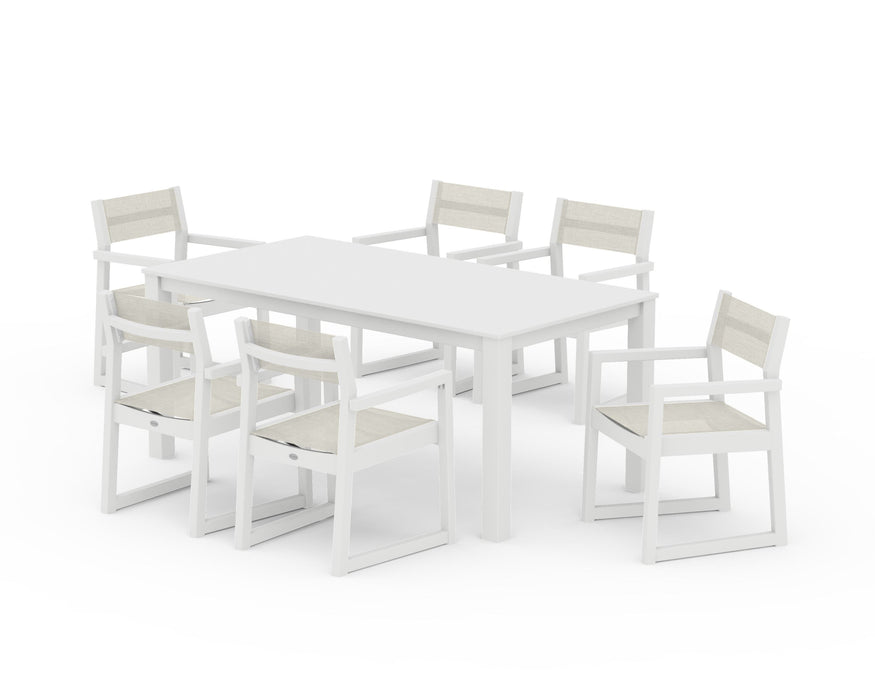 POLYWOOD® EDGE Sling Arm Chair 7-Piece Parsons Dining Set