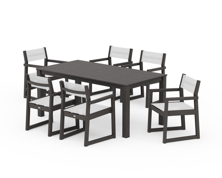 POLYWOOD® EDGE Sling Arm Chair 7-Piece Parsons Dining Set