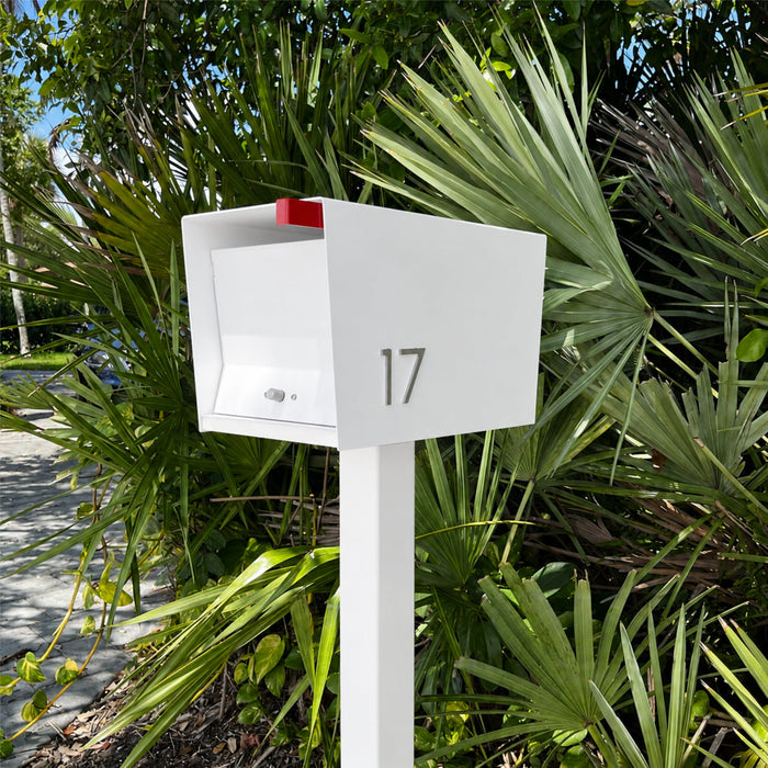 QUICK SHIP UpTown Box-2.0 in ARCTIC WHITE on WHITE - Modern Mailbox