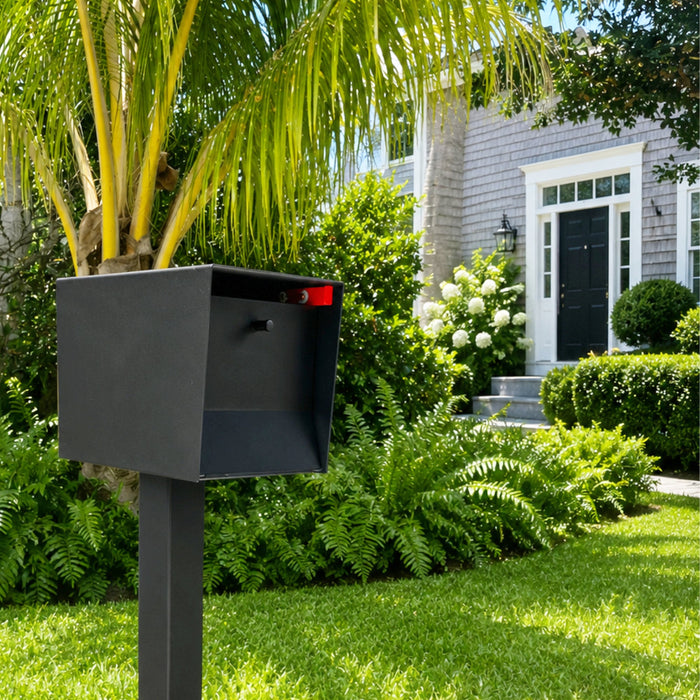 QUICK SHIP UpTown Box-2.0 in TEXTURED MATT JET BLACK on BLACK - Modern Mailbox