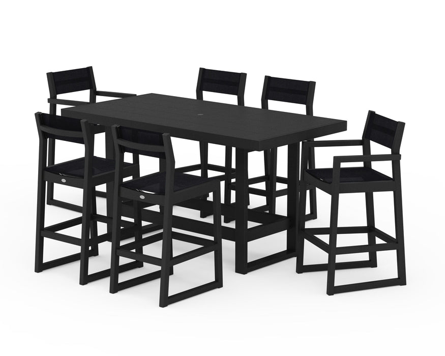 POLYWOOD® EDGE Sling 7-Piece Bar Table Set