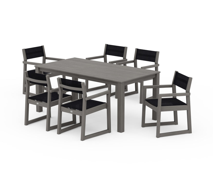 POLYWOOD® EDGE Sling Arm Chair 7-Piece Parsons Dining Set