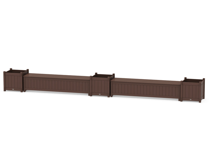 POLYWOOD® 72" Vineyard Straight Double Planter Storage Bench Set- Large