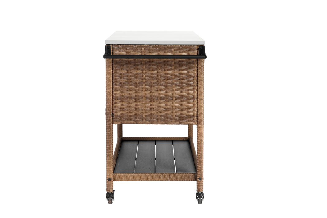 Outdoor Wicker Bar Cart