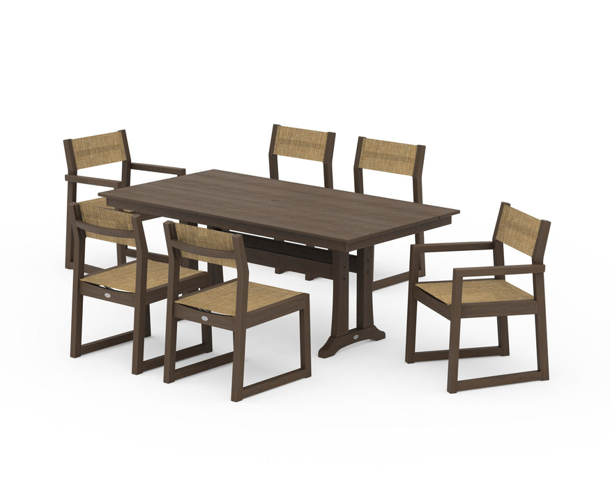 POLYWOOD® EDGE Sling 7-Piece Farmhouse Trestle Dining Set
