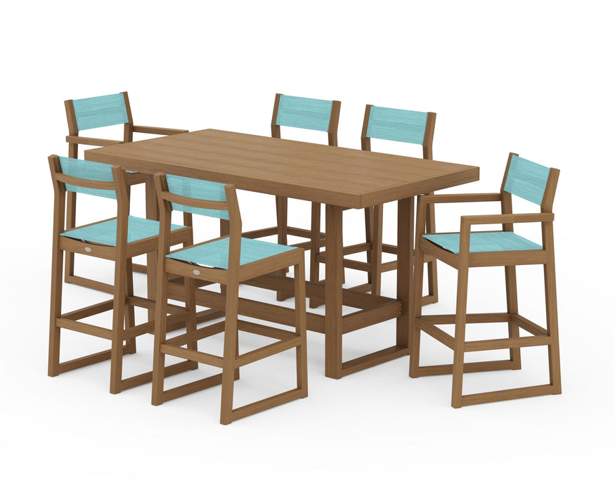POLYWOOD® EDGE Sling 7-Piece Bar Table Set