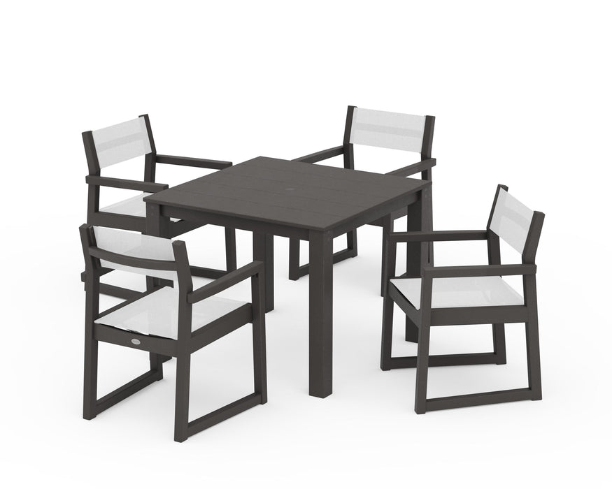 POLYWOOD® EDGE Sling Arm Chair 5-Piece Parsons Dining Set