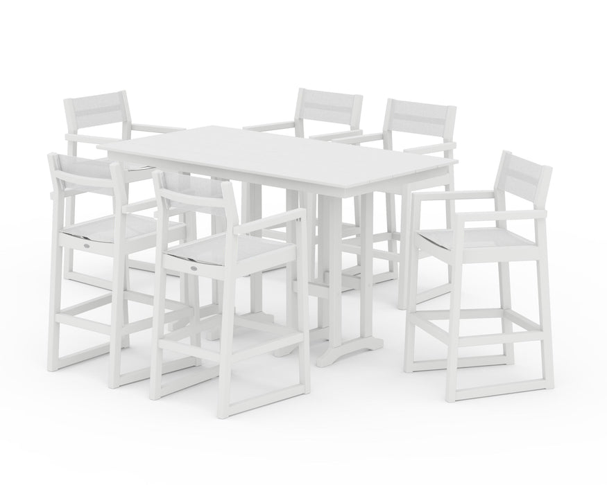 POLYWOOD® EDGE Sling Arm Chair 7-Piece Farmhouse Bar Set