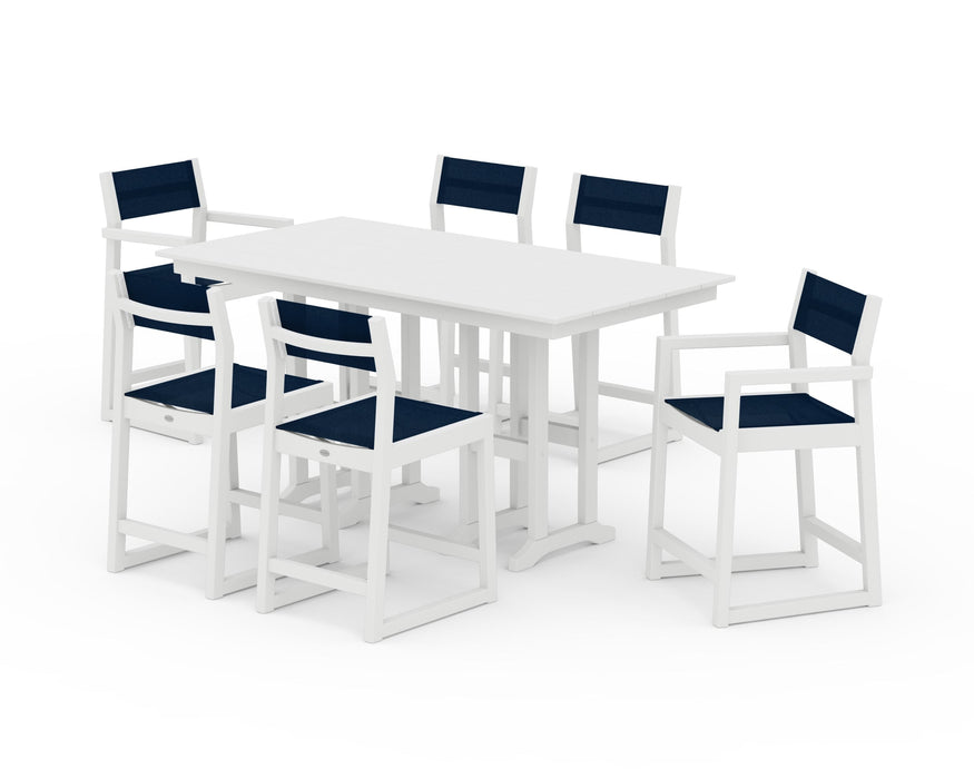 POLYWOOD® EDGE Sling 7-Piece Farmhouse Counter Set