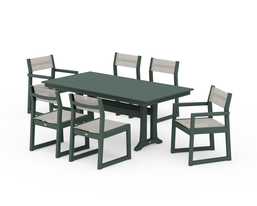 POLYWOOD® EDGE Sling 7-Piece Farmhouse Trestle Dining Set