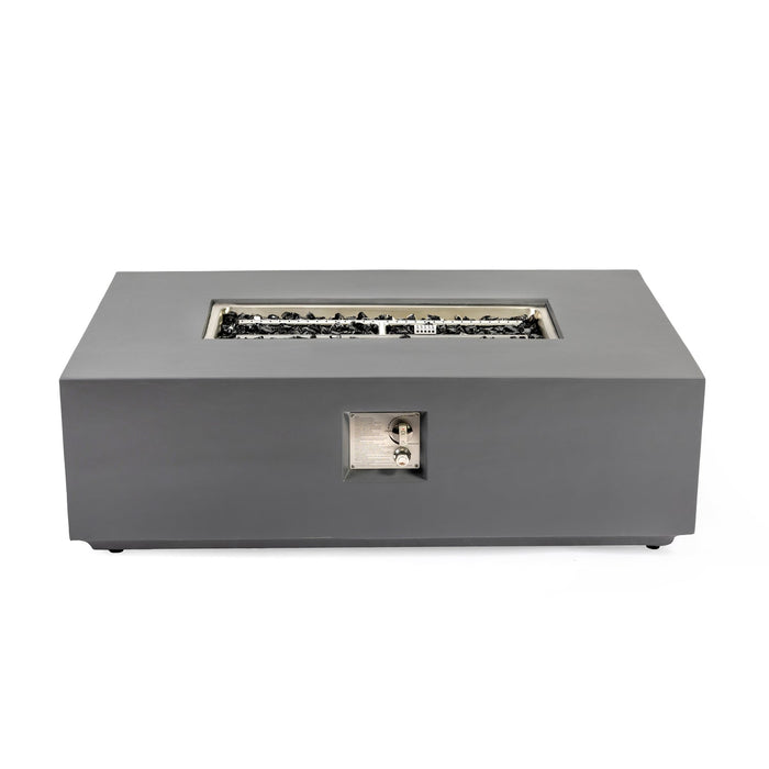 Volon Modern Rectangular Fire Pit Table in Light Gray