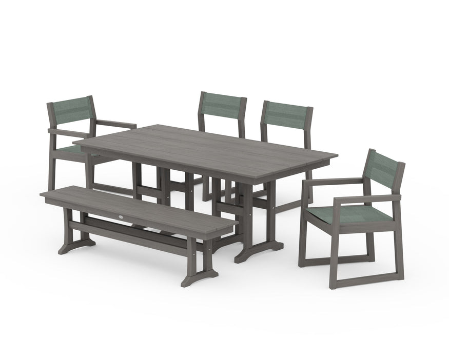POLYWOOD® EDGE Sling 6-Piece Farmhouse Dining Set