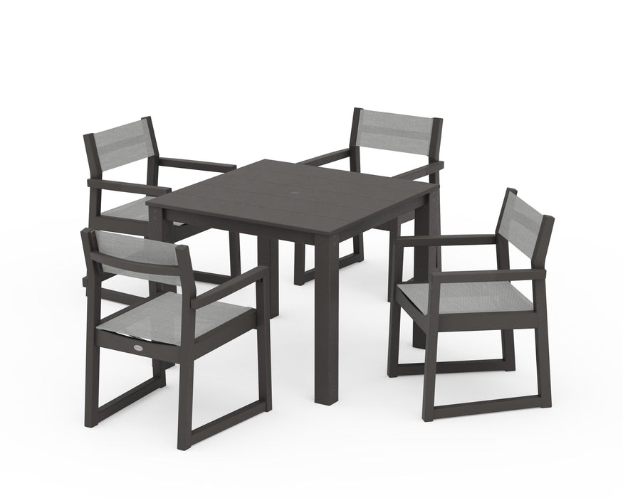 POLYWOOD® EDGE Sling Arm Chair 5-Piece Parsons Dining Set