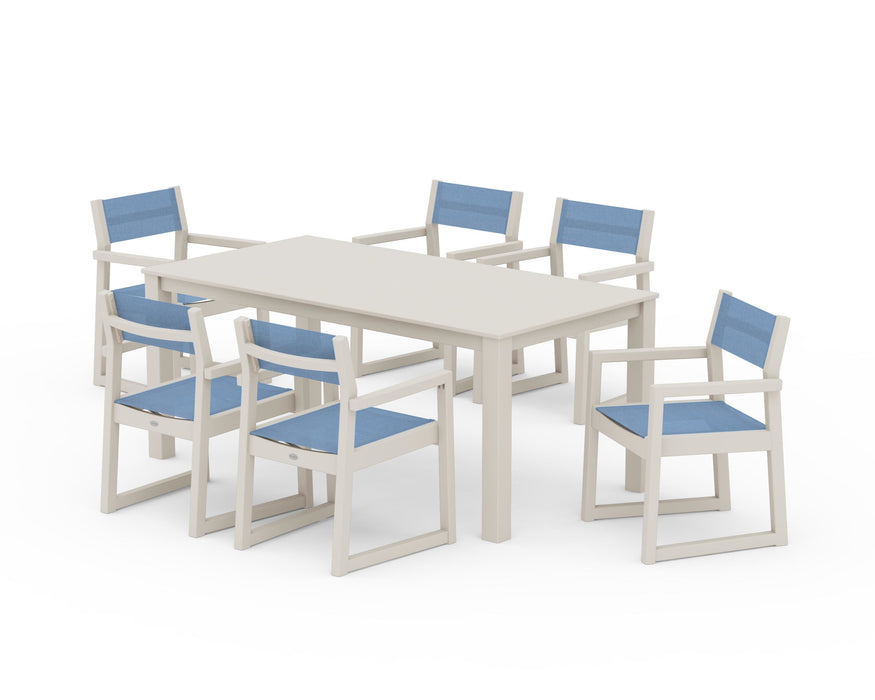 POLYWOOD® EDGE Sling Arm Chair 7-Piece Parsons Dining Set