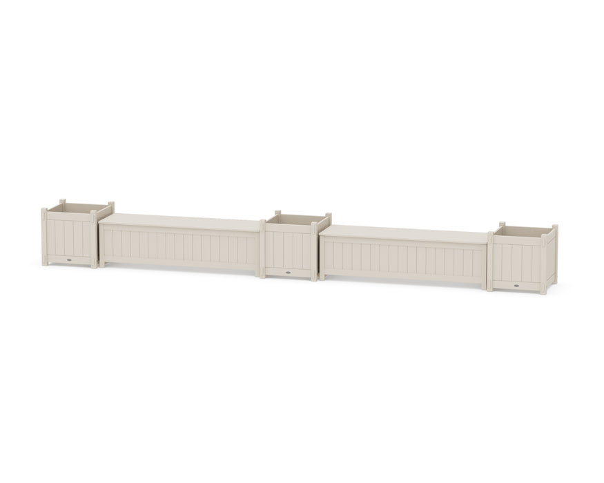 POLYWOOD® 60" Vineyard Straight Double Planter Storage Bench Set- Large