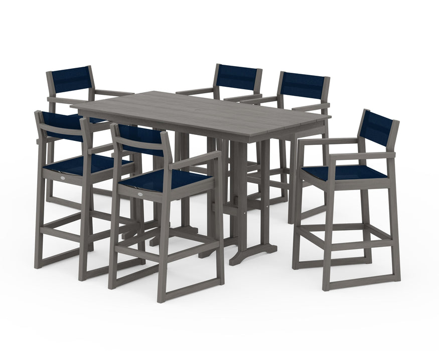 POLYWOOD® EDGE Sling Arm Chair 7-Piece Farmhouse Bar Set