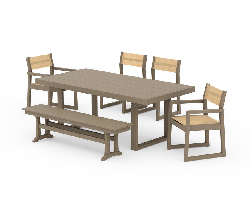 POLYWOOD® EDGE Sling 6-Piece Dining Set with Bench