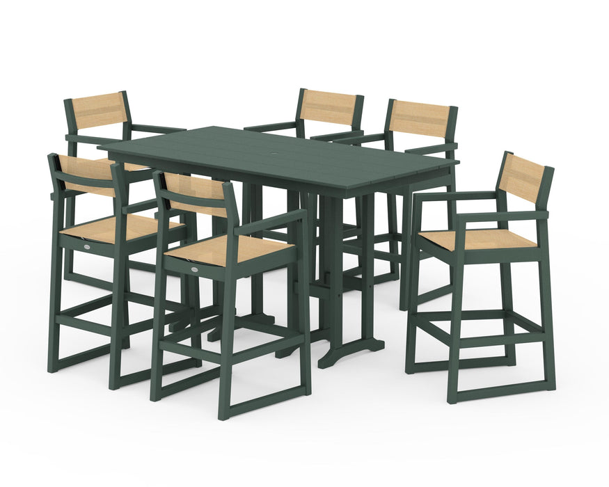 POLYWOOD® EDGE Sling Arm Chair 7-Piece Farmhouse Bar Set