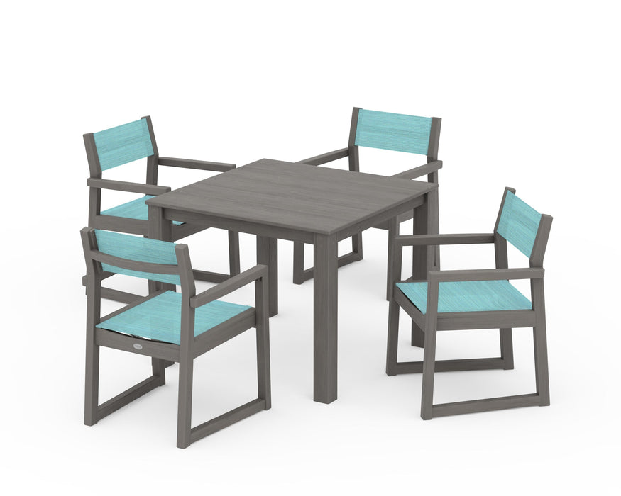 POLYWOOD® EDGE Sling Arm Chair 5-Piece Parsons Dining Set