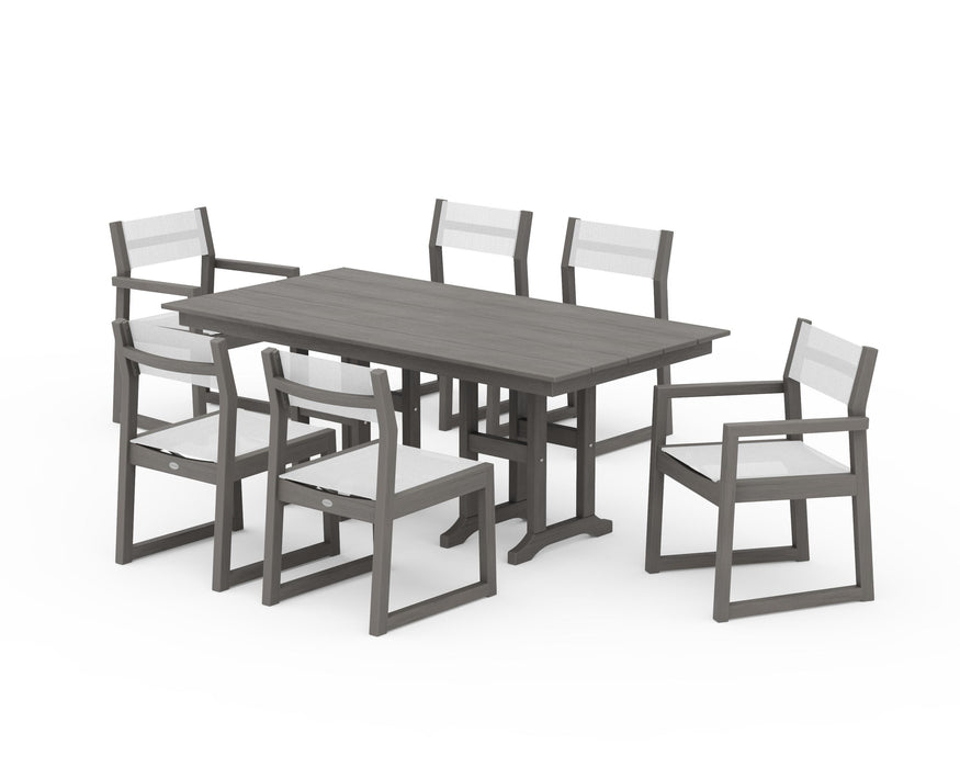 POLYWOOD® EDGE Sling 7-Piece Farmhouse Dining Set