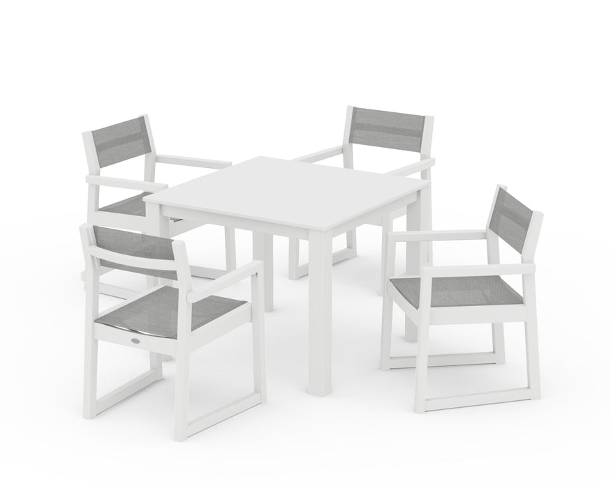 POLYWOOD® EDGE Sling Arm Chair 5-Piece Parsons Dining Set