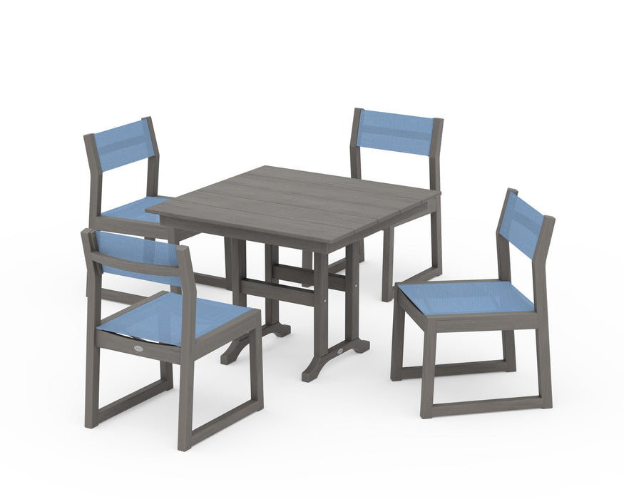 POLYWOOD® EDGE Sling Side Chair 5-Piece Farmhouse Dining Set
