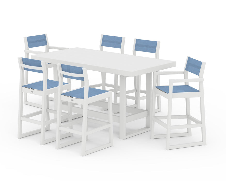 POLYWOOD® EDGE Sling 7-Piece Bar Table Set