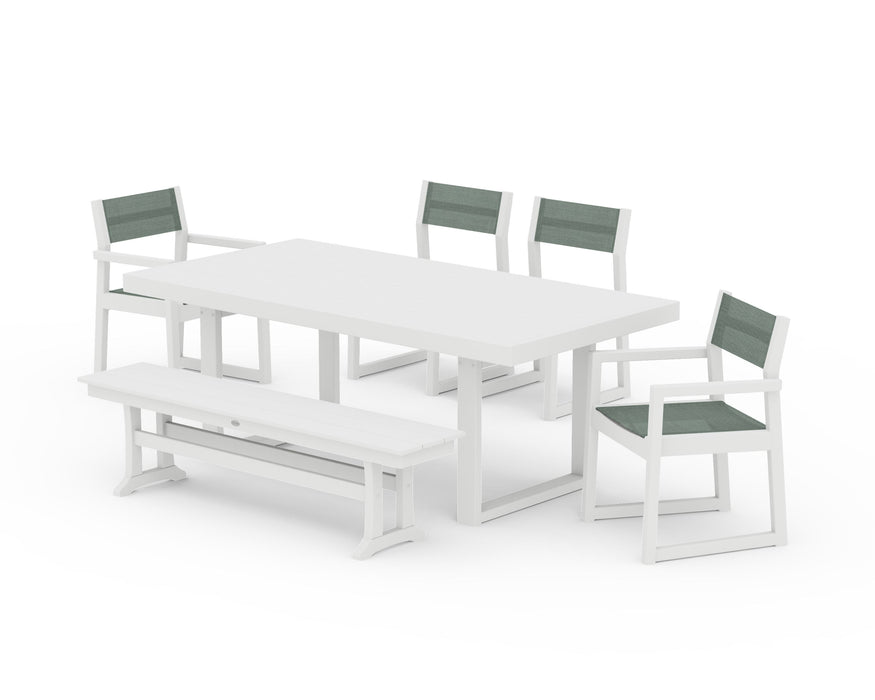 POLYWOOD® EDGE Sling 6-Piece Dining Set with Bench