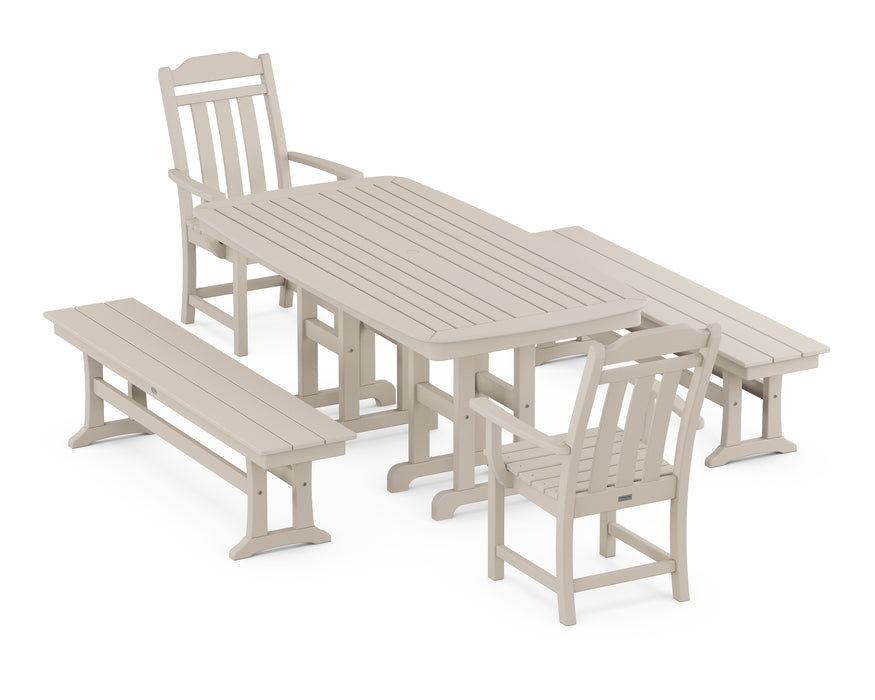Country Living by POLYWOOD 5-Piece Dining Set with Benches