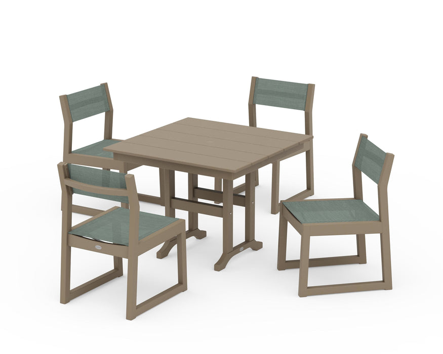 POLYWOOD® EDGE Sling Side Chair 5-Piece Farmhouse Dining Set